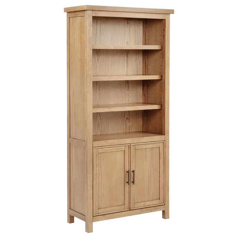 Vermes Light Ash Office Bookcase – 72-Inch 2-Door Cabinet With Shelves 1