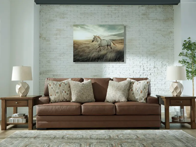 Villacourt Caramel Leather Three-Seater Sofa 1