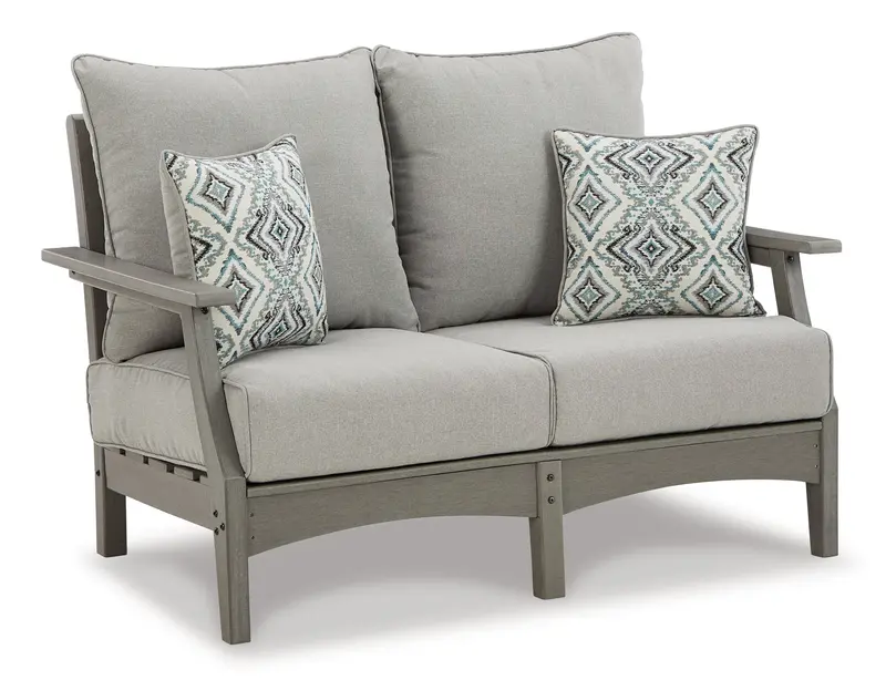 Visola Gray Outdoor Loveseat And Coffee Table Set 1