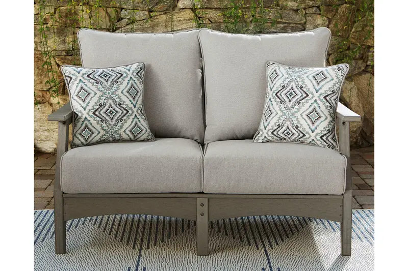 Visola Gray Weather-Resistant Outdoor Loveseat With Removable Cushions 1