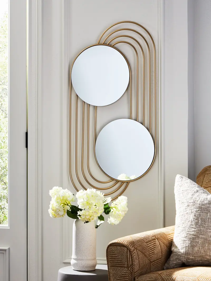 Warrenley Gold-Tone Accent Mirror – Ornate Oval Wall Mirror With Reflective Beveled Edge 1
