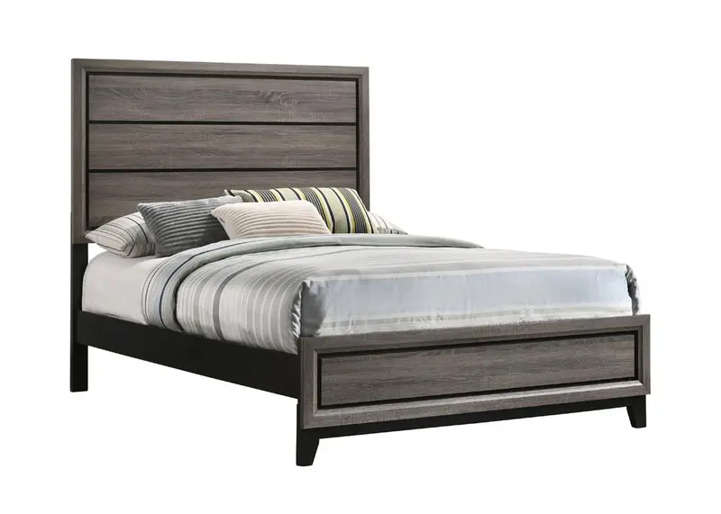 Watson Gray Oak Full-Size Panel Bed – Modern Platform Style 1