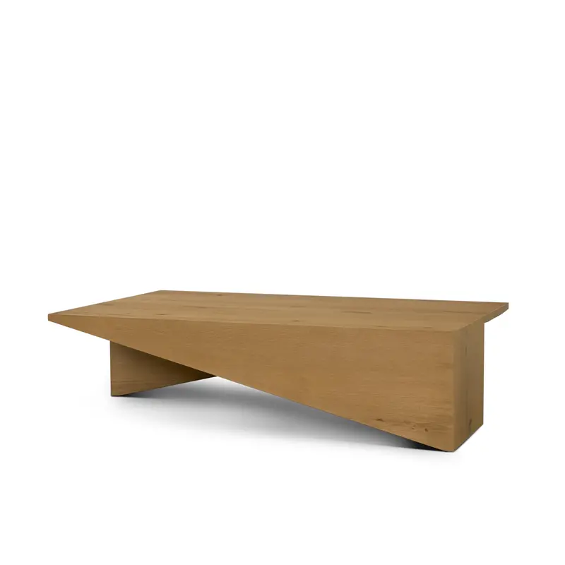 West Coffee Table – Light Brown Oak Wood, Rectangular Shape With Organic Grain Detailing 1