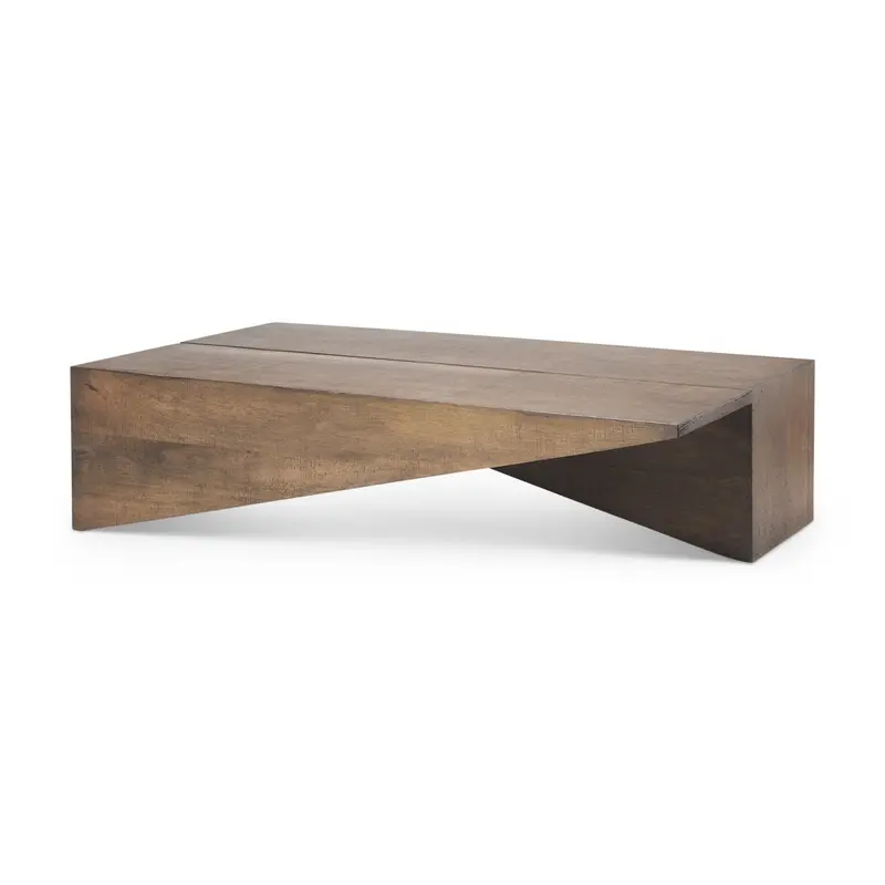 West Medium Brown Angled Coffee Table (55"L X 32"W X 14"H) 1