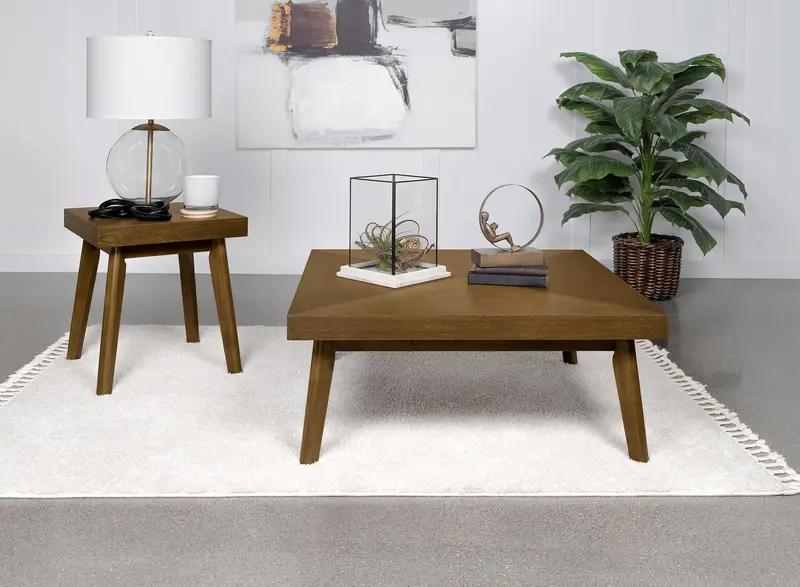 Westerly Walnut Coffee Table Set – 2-Piece Square Wood Living Room Ensemble 1