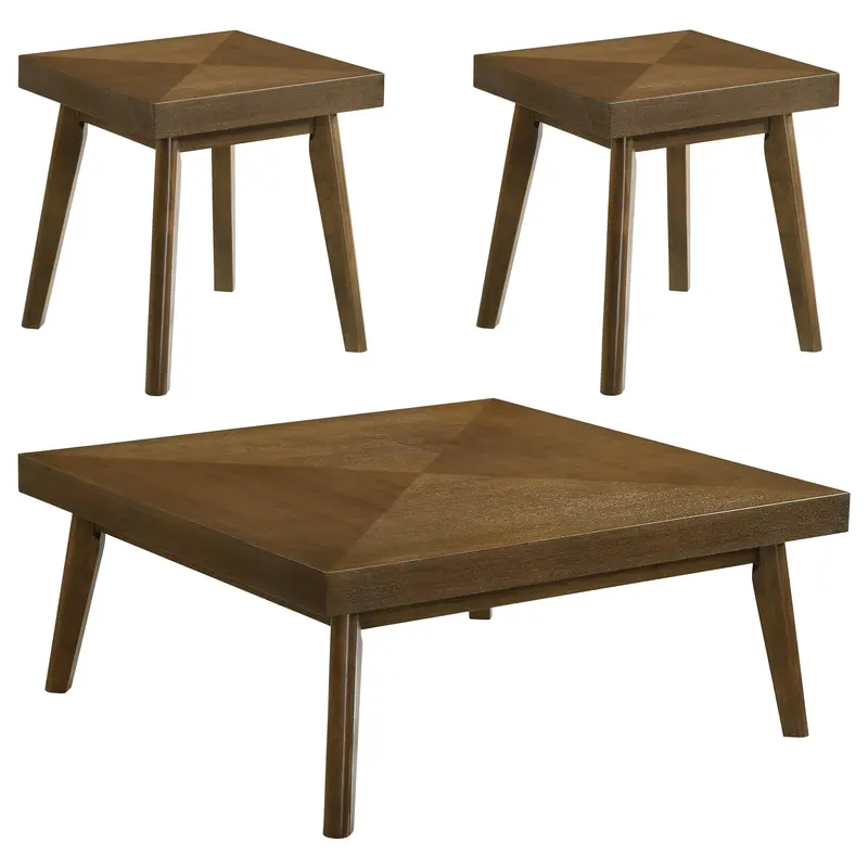 Westerly Walnut Coffee Table Set – 3-Piece Square Living Room Collection 1