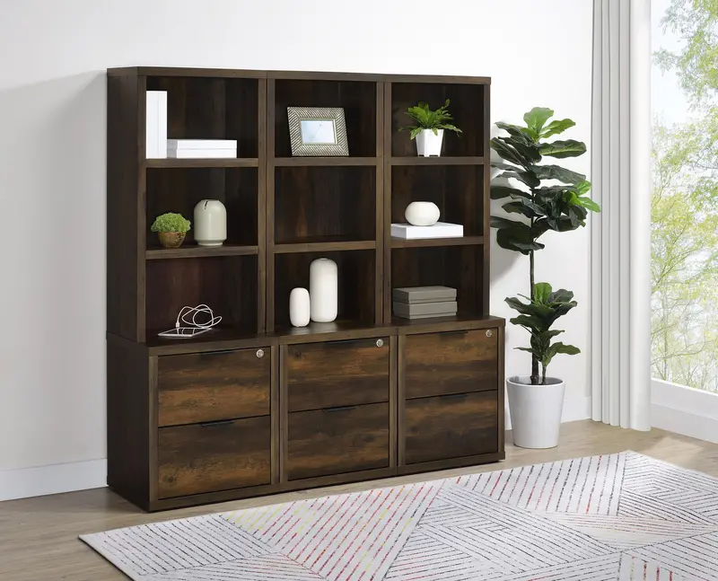 Westpark Dark Pine 3-Piece Wall-Mounted Bookcase Unit With Usb Charging Ports 1
