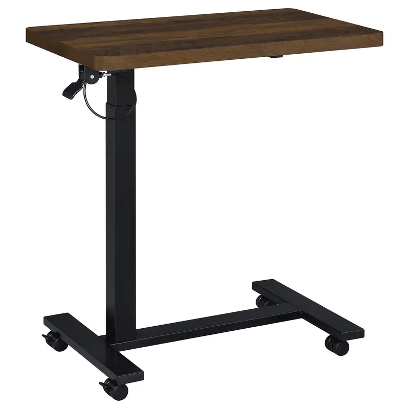 Westpark Dark Pine Adjustable C-Shaped Side Table – Height-Adjustable With Casters 1