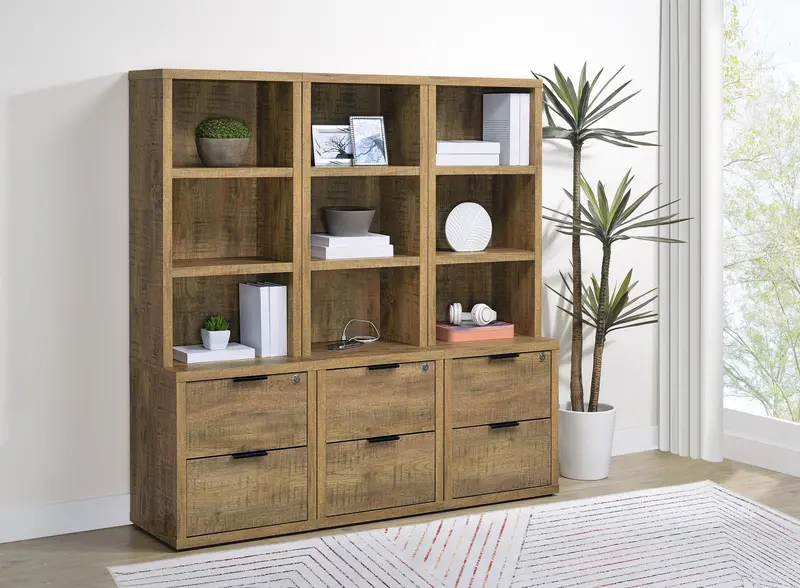 Westpark Mango Wood Wall Unit – 3-Piece Bookcase Entertainment System With Usb Charging 1