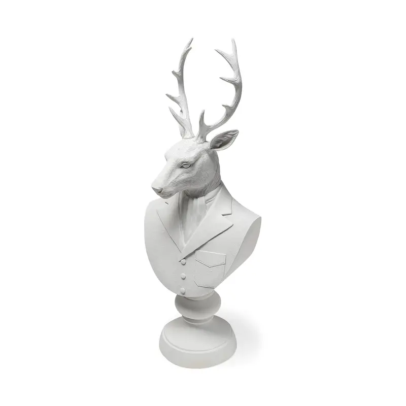 White Resin Deer Figurine In Formal Suit – 8L X 6W Decorative Sculpture 1