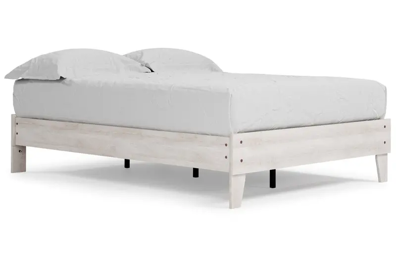 Whitewash-Finished Full Platform Bed Base 1