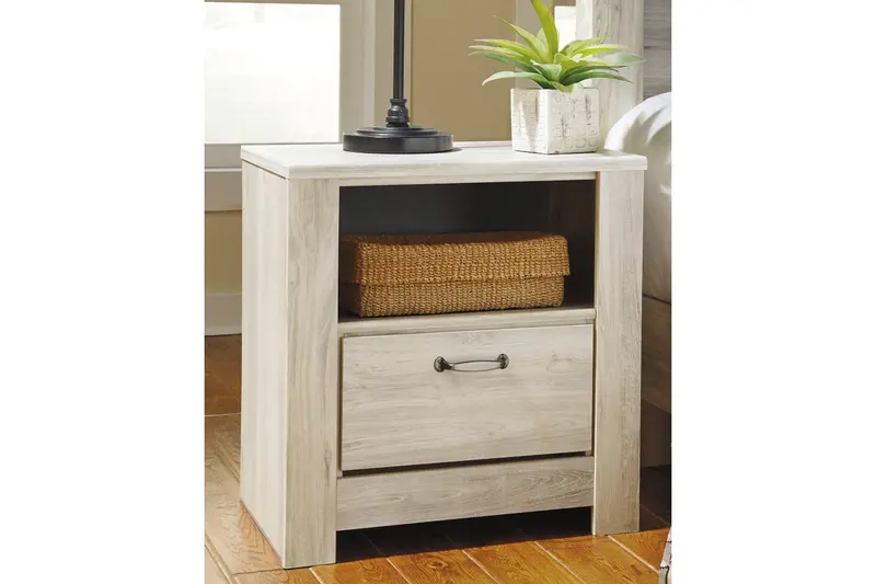 Whitewashed Wooden Nightstand With Rustic Charm 1
