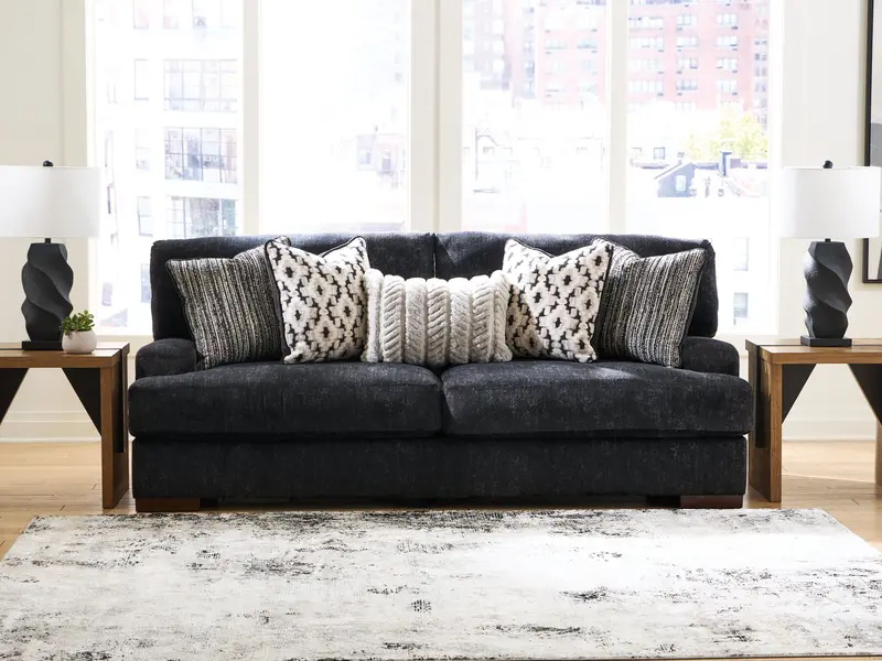 Whitmore Manor Black Pearl Velvet Sofa 1