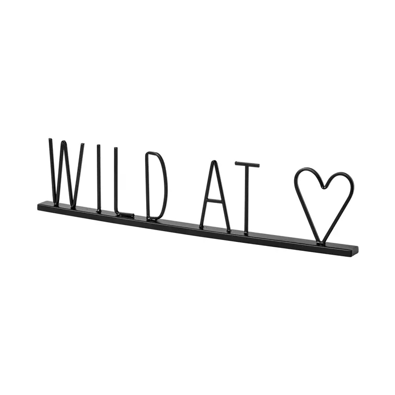 Wild At Heart Metal Wall Sign – Black, 24" L X 1" W 1