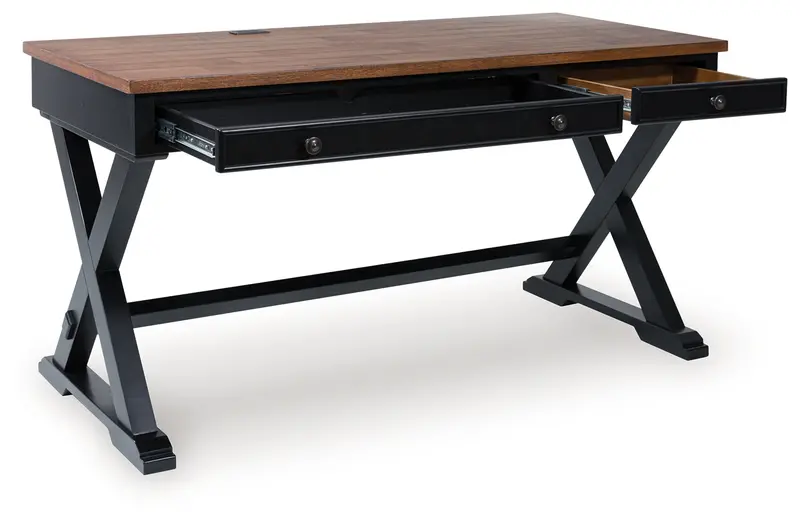 Wildenauer Brown-And-Black 60-Inch Home Office Desk 1