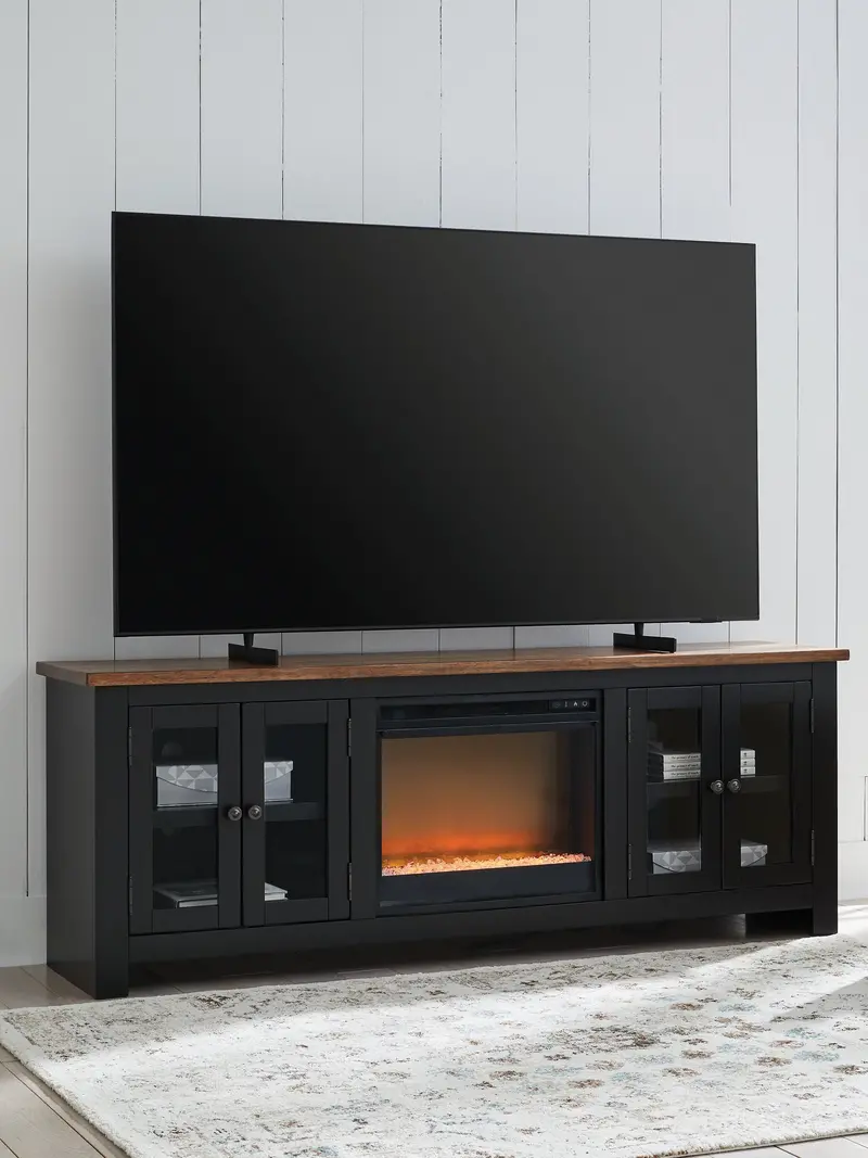 Wildenauer Brown-And-Black 76-Inch Electric Fireplace Tv Console 1