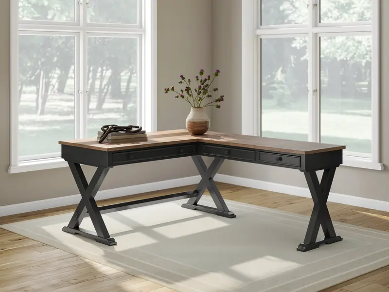 Wildenauer Brown-And-Black Home Office Desk With Cable Management 1