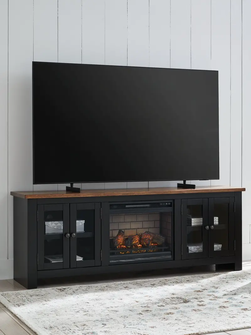 Wildenauer Electric Fireplace Tv Stand In Brown And Black (76" Wide) 1