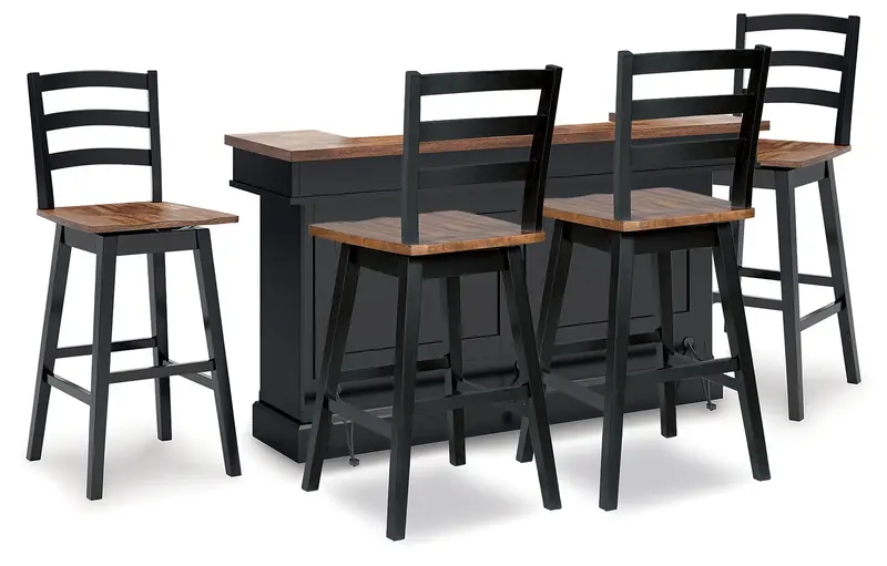 Wildenauer Two-Tone Counter Height Dining Set In Brown And Black 1