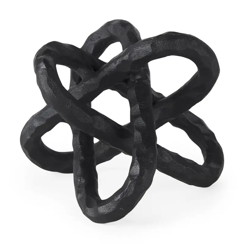 Wilhelm I Small Black Metal Link Decor Object – 7" Square Contemporary Accent 1
