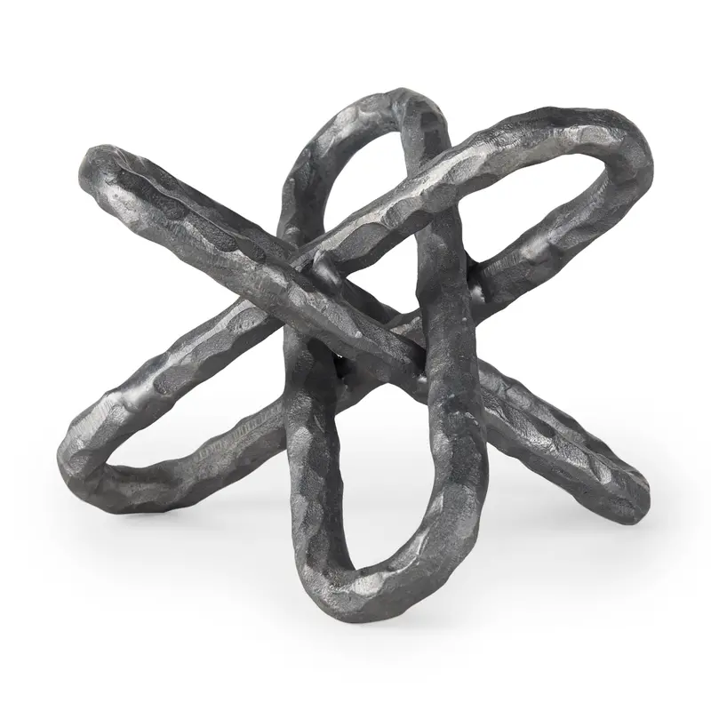 Wilhelm Ii Large Silver Metal Link Decorative Object – 10" Square Sculptural Accent 1