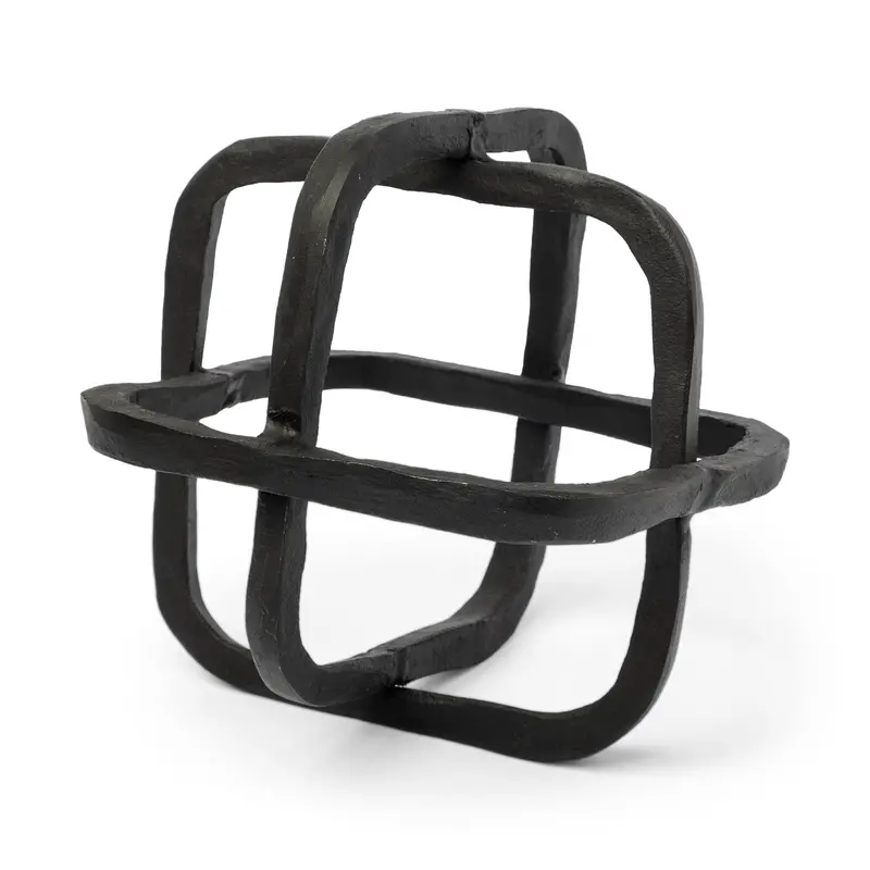 Willem I Black Metal Open Cube Decor – 9" Square Geometric Shelf Or Display Piece 1