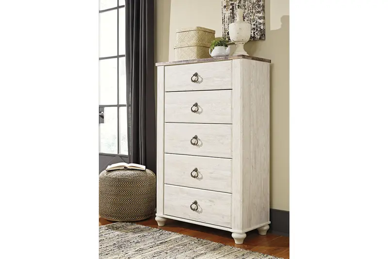 Willowton Two-Tone Chest – White & Walnut Finish 1