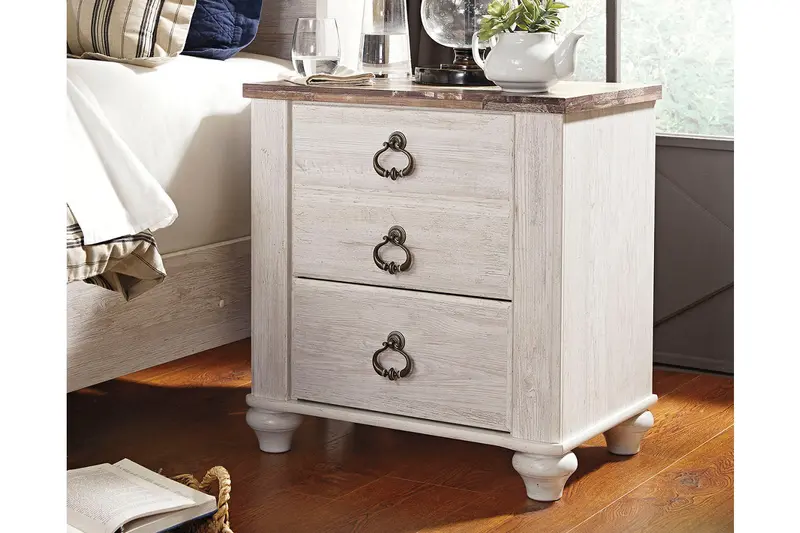 Willowton Two-Tone Modern Nightstand With Contrasting Finishes 1