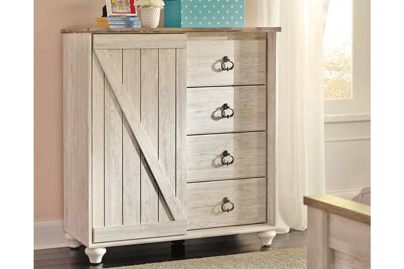 Willowton Whitewashed Dressing Chest With Rustic Charm 1