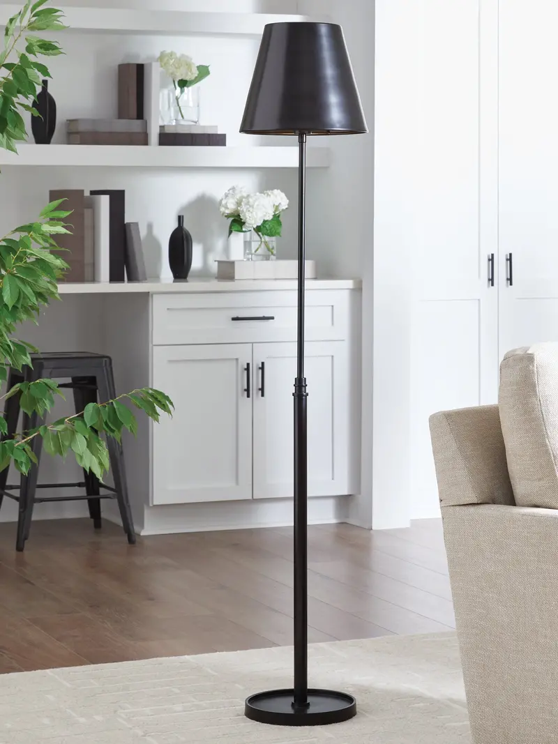 Wimner Antique Bronze Floor Lamp With Fabric Shade 1