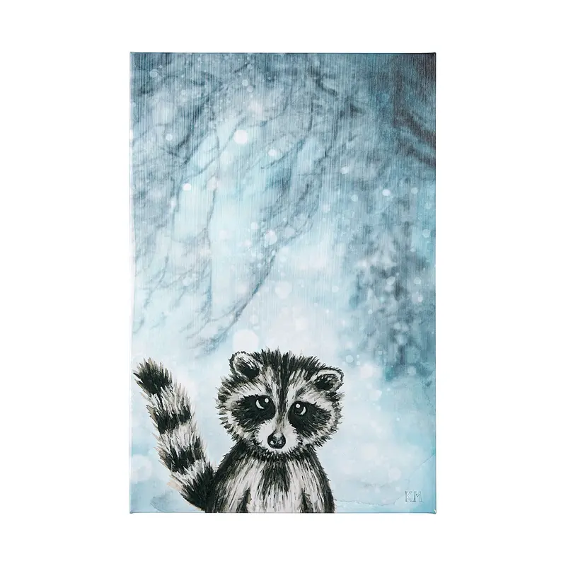 Winter Raccoon Textured Canvas Art By Mercana Studio – Hand-Embellished Wall Decor 1