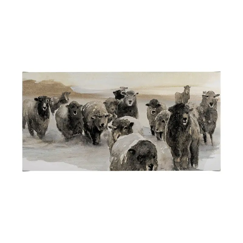 Winter Sheep Ii Limited Edition Canvas By Stellar Design Studio – Hand-Embellished Decor 1
