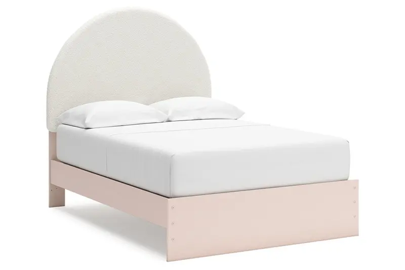 Wistenpine Blush Full Upholstered Platform Bed – Soft Velvet Finish 1