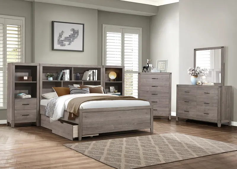 Woodrow Brownish Gray Youth Wall Bed With Built-In Toy Storage 1