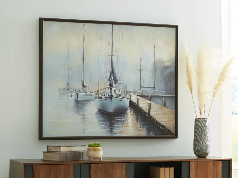 Worthney Blue, White And Brown Textured Wall Art Print 1