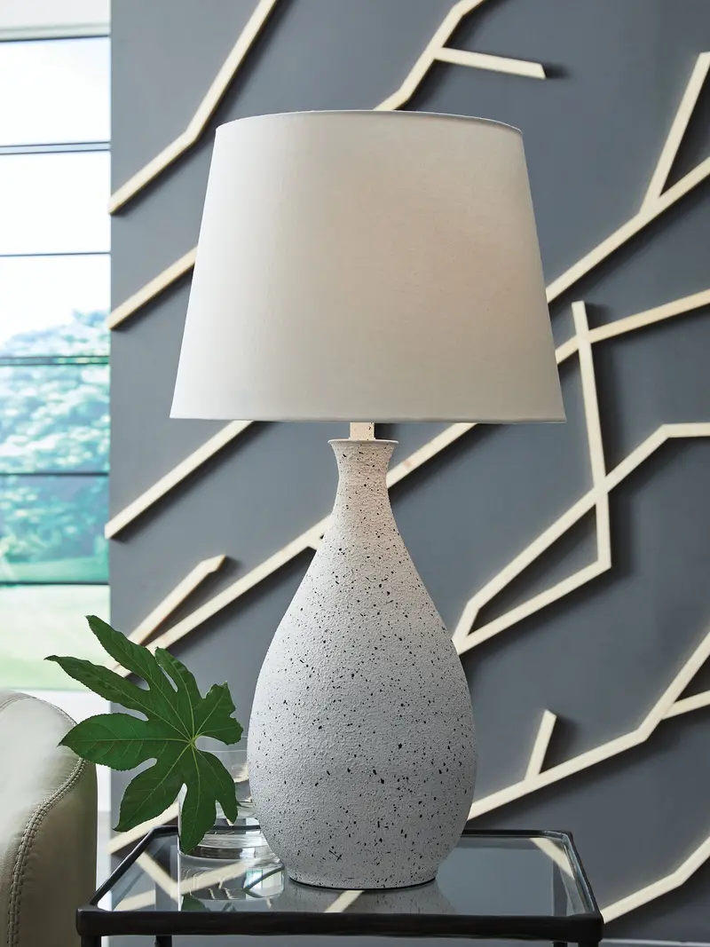 Wyattford White And Black Table Lamp With Metallic Accents 1