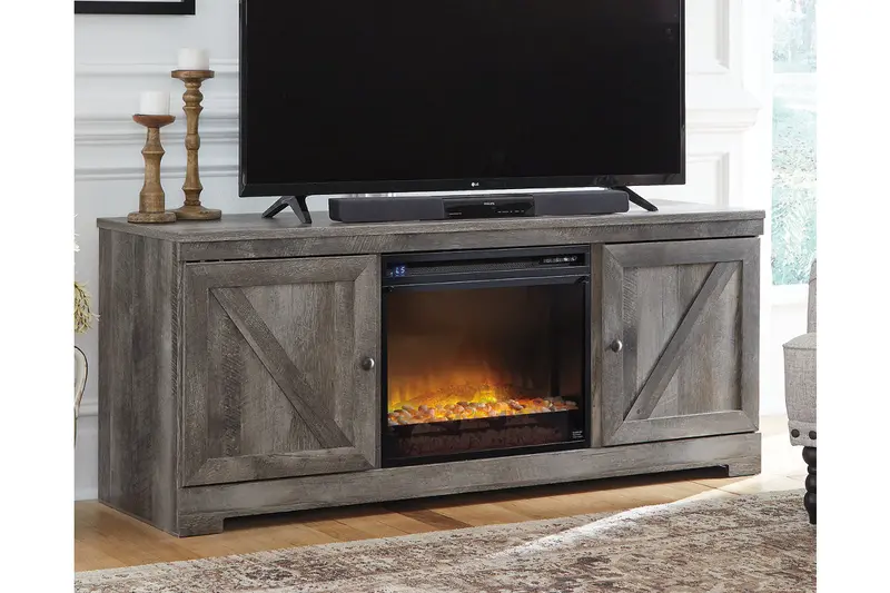 Wynnlow Gray 63-Inch Tv Stand With Built-In Electric Fireplace 1