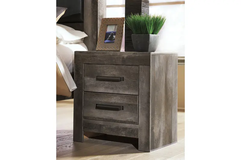 Wynnlow Gray Modern Nightstand With Sleek Metallic Accents 1