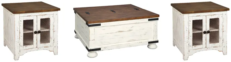 Wystfield White-And-Brown Coffee Table And End Table Set 1