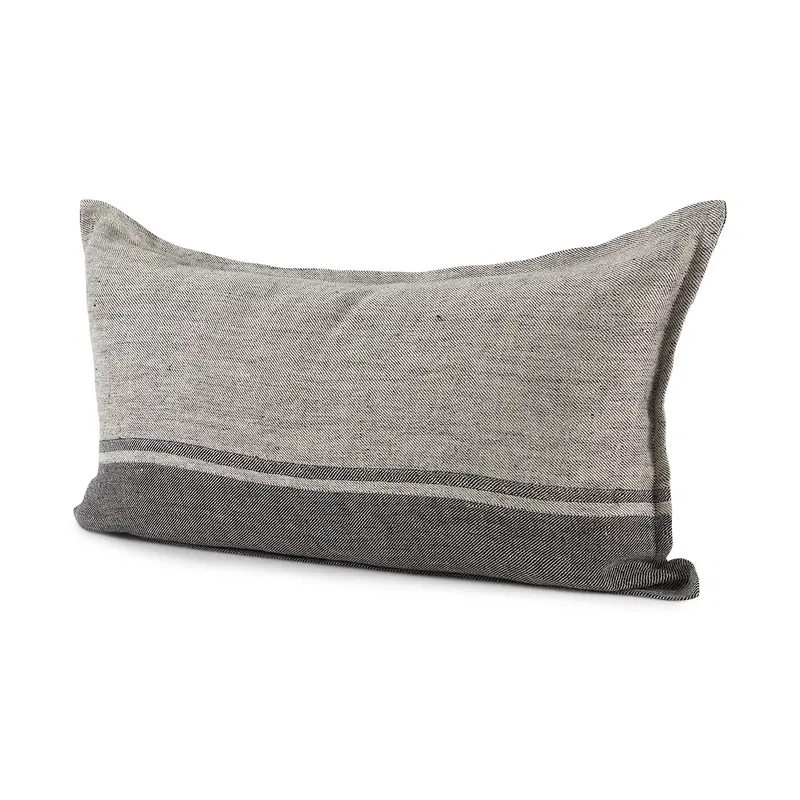 Zadie Color-Blocked Pillow Cover – Light & Dark Gray Fabric, 14"L X 26"W 1
