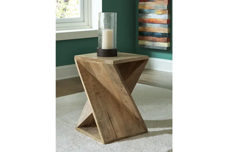 Zalemont Distressed Brown Wood Accent Table 1