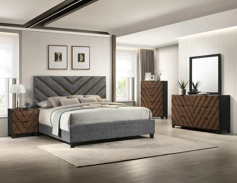 Zane Brown And Gray Upholstered Bedroom Collection 1