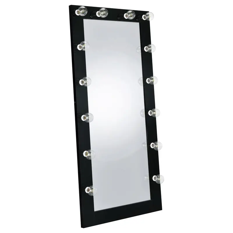 Zayan Black High-Gloss Floor Mirror With Built-In Led Lighting 1