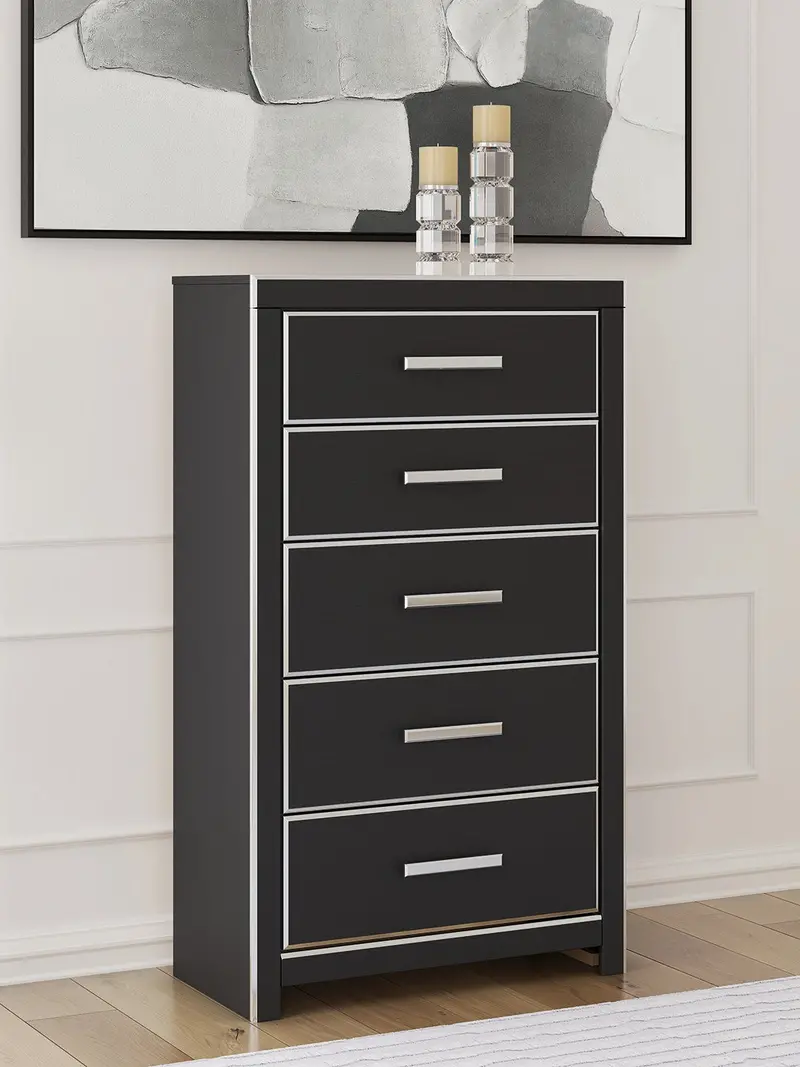 Zuraleus Black Six-Drawer Chest Of Drawers 1