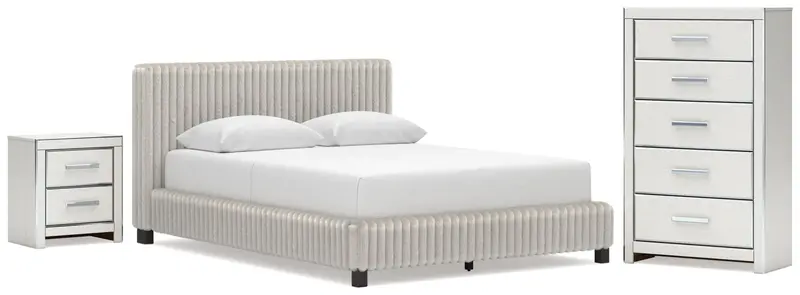 Zuraleus White Queen Upholstered Bed With Chest And Nightstand Combo 1
