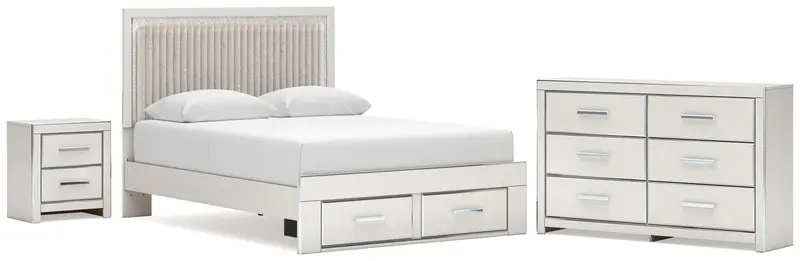 Zuraleus White Queen Upholstered Storage Bed Set With Dresser & Nightstand 1