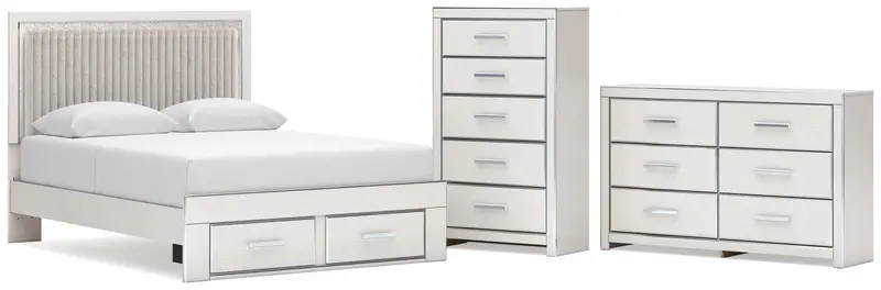 Zuraleus White Queen Upholstered Storage Bed With Dresser And Chest 1