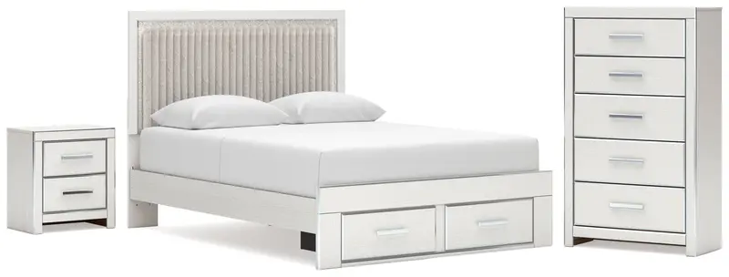 Zuraleus White Queen Upholstered Storage Panel Bed Set With Chest And Nightstand 1