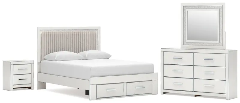Zuraleus White Queen Upholstered Storage Panel Bed With Mirrored Dresser And Nightstand 1