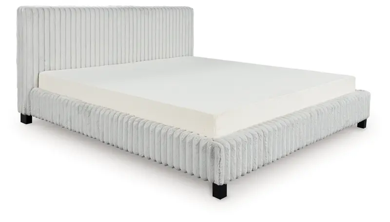 Zuraleus White Upholstered King Bed With Tufted Headboard 1